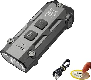 Nitecore TIP3 720-Lumen Rechargeable Keychain Flashlight, 3 Color Temperatures EDC Light, 
